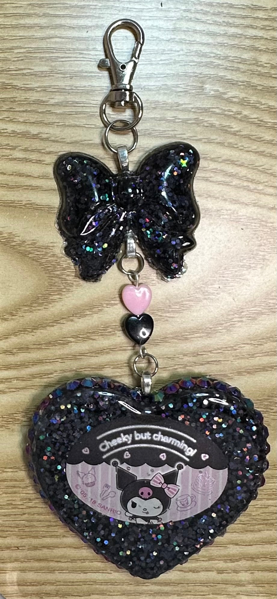 K’s Diner Large Rhinestome Heart Charm (cheeky oval)