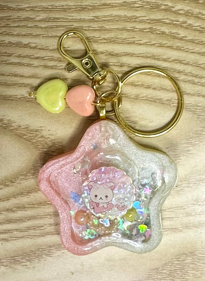 Yellow and Coral Floaty Liquid Shaker Star Charm