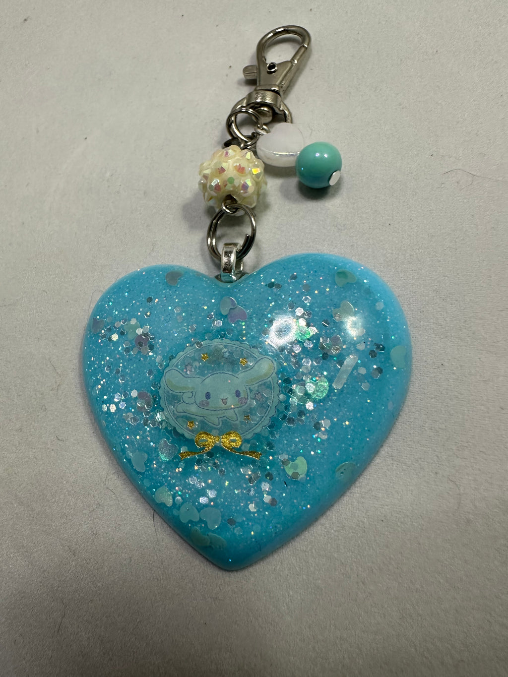 Cinnamon Puppy Fluffy Sky Round Frame Puffy Heart Charm