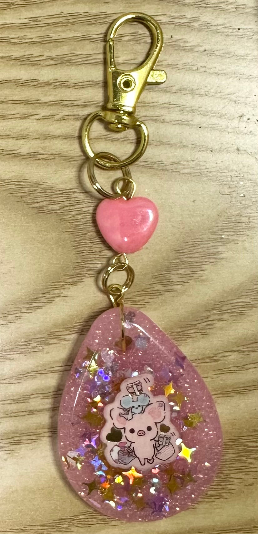 Pig Girl Self Care Day Shopping Droplet Charm