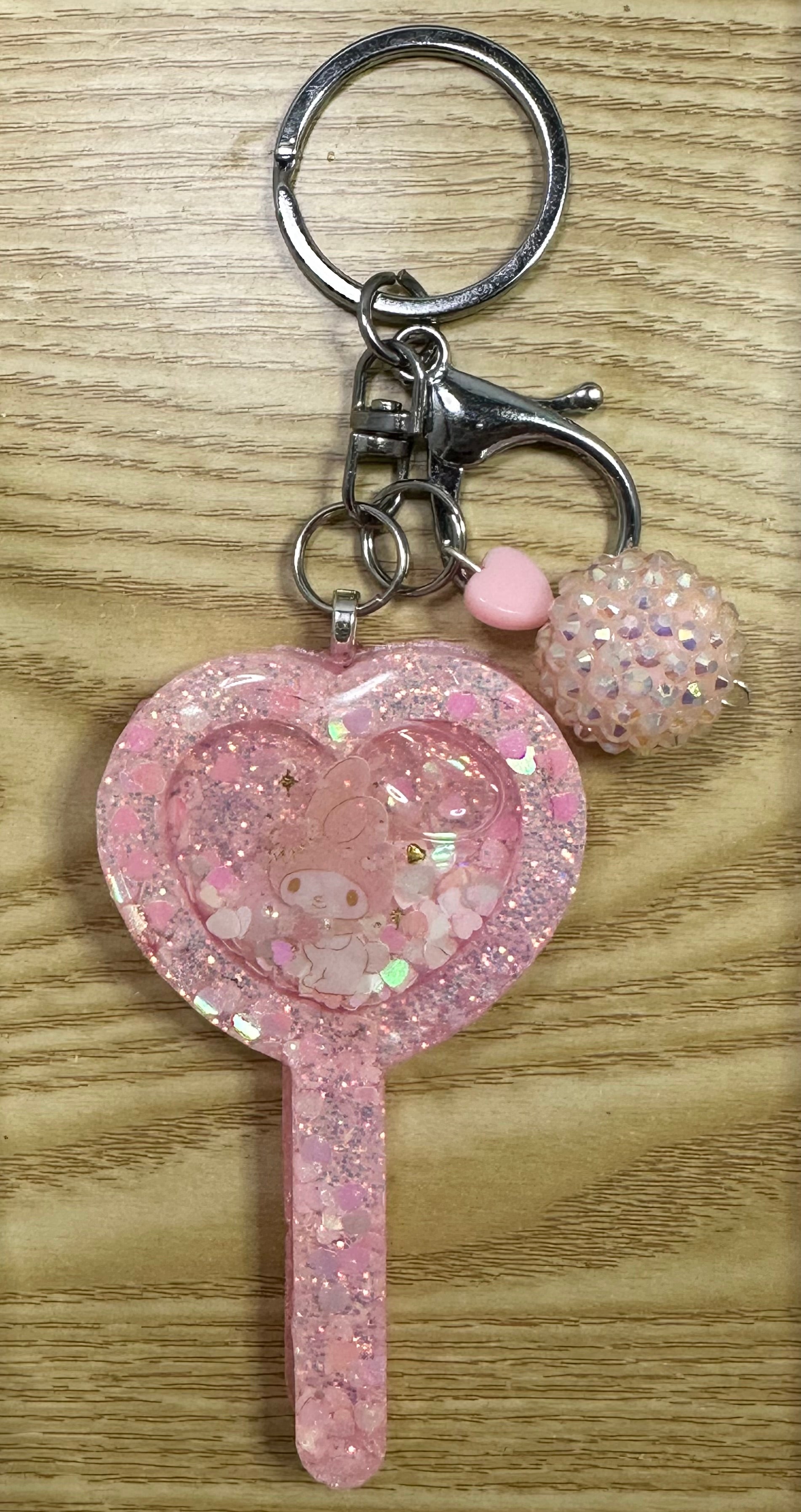 Heart Wand Liquid Shaker Keychain