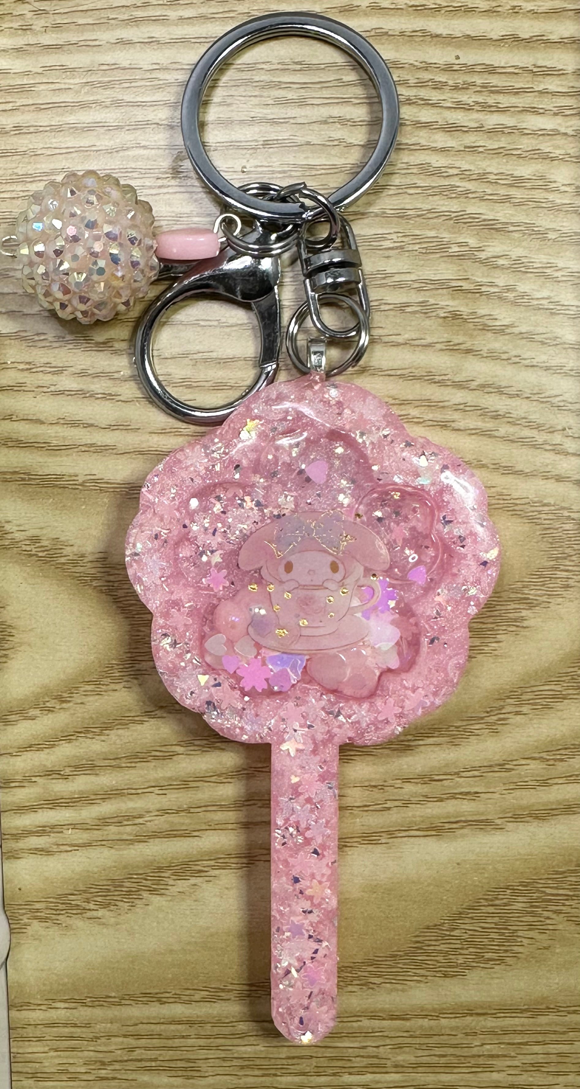 Sakura Flower Wand Liquid Shaker Keychain