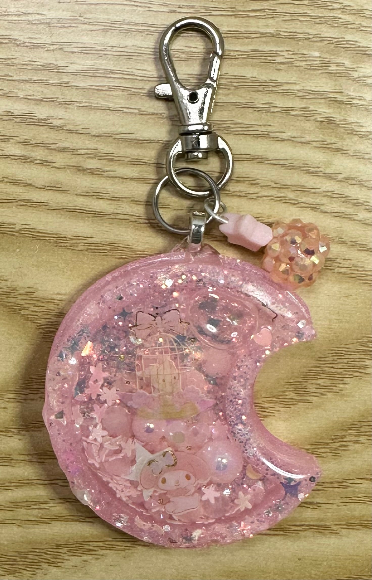 Moon Liquid Shaker Keychain - birdcage