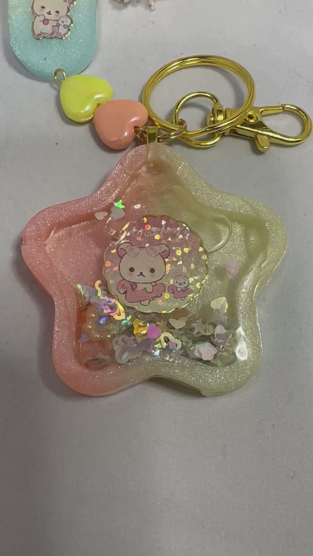 Yellow and Coral Floaty Liquid Shaker Star Charm