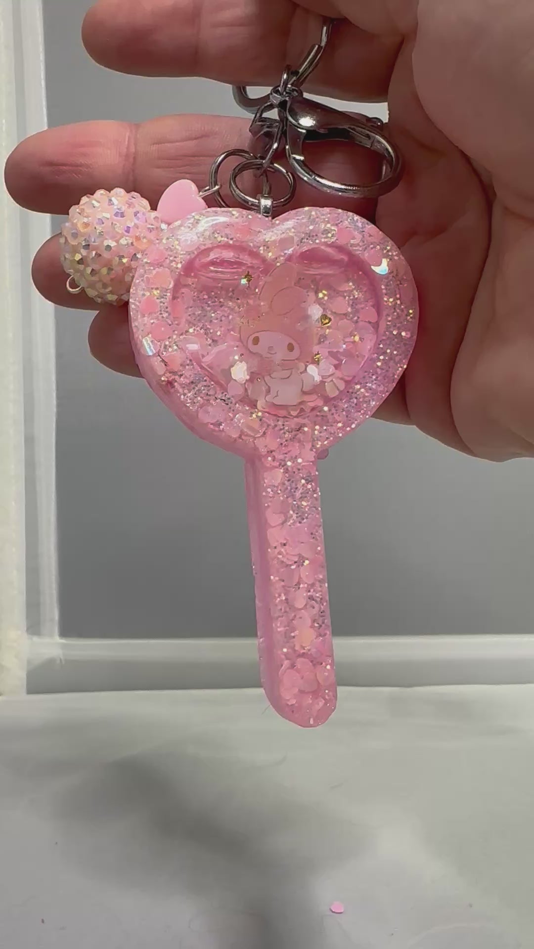 Heart Wand Liquid Shaker Keychain